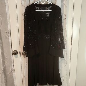 R&M Richards Elegant Black Two-Piece Set Size 16 NWT